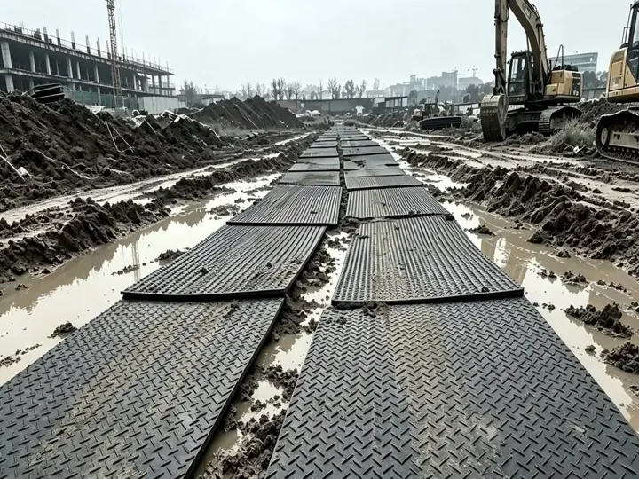 Access mats laid as a temporary road — access mat calculator