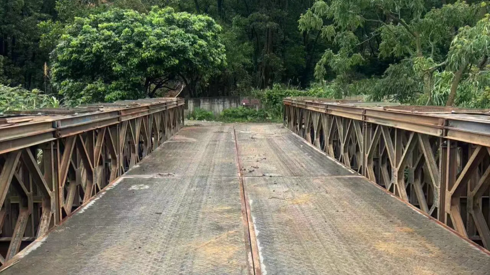 HDPE composite swamp mats laid as a continuous access raft through wet forest ground